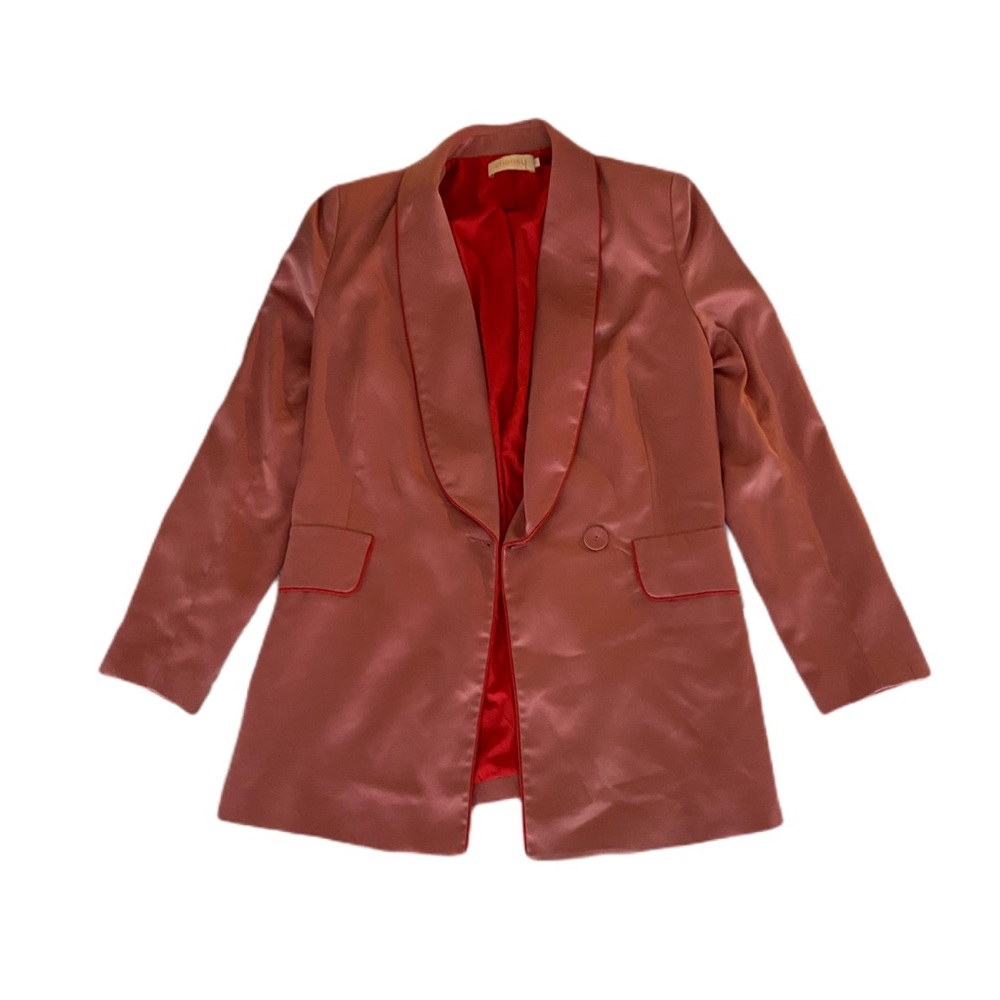 Long Satin Pink Blazer